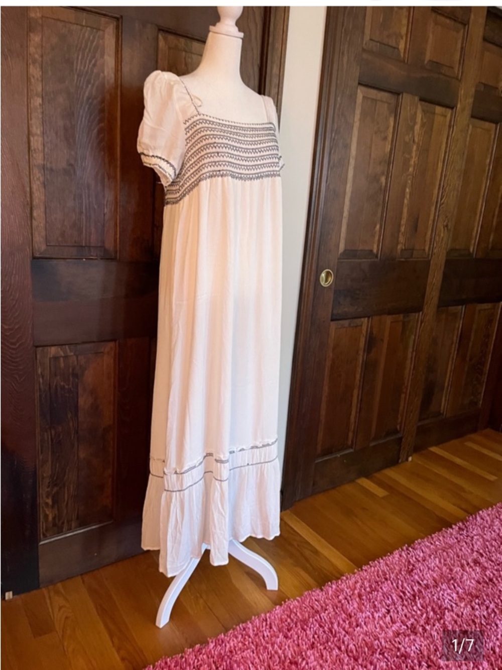 Forever 21 Cream Maxi Dress with Black Embroidered Trim